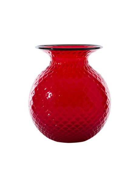 Venini Vaso Balloton Fiori Rosso Grande