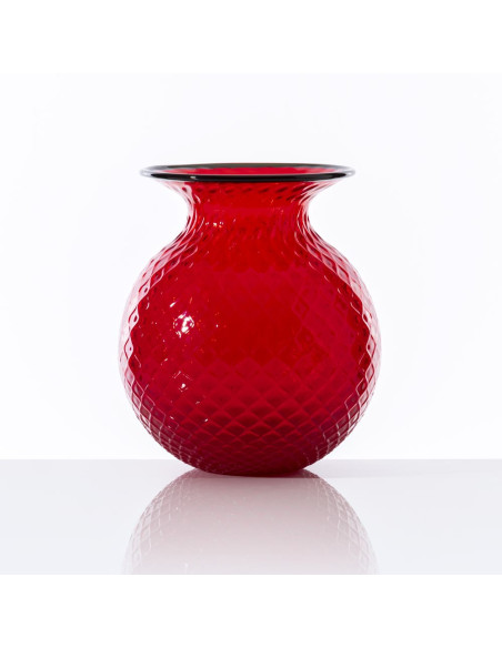 Venini Vaso Balloton Fiori Rosso Grande