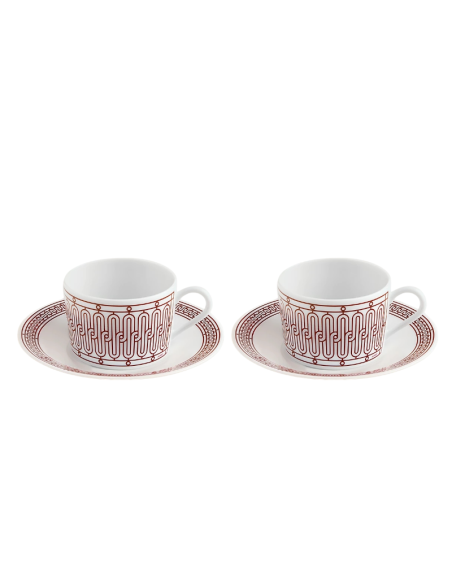 Hermès H Deco rouge 2 tea cups and saucer
