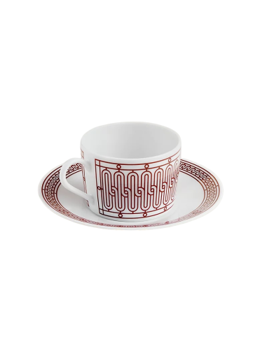 Hermès H Deco rouge 2 tea cups and saucer