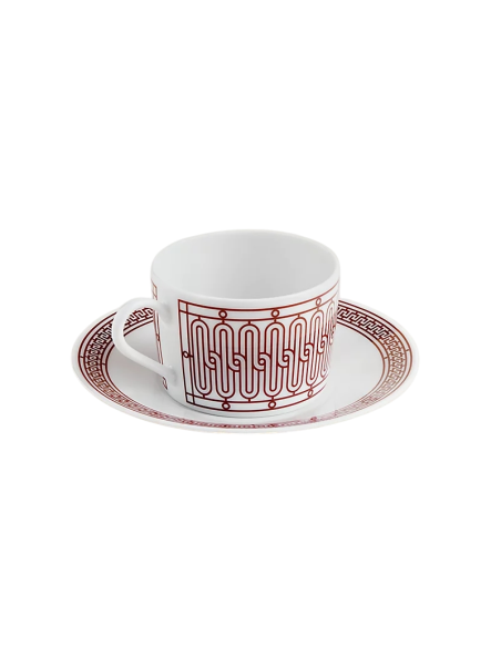 Hermès H Deco rouge 2 tea cups and saucer