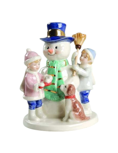 Royal Copenhagen Clara and Peter with snowman statue