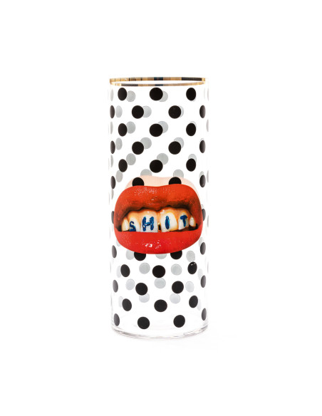 Seletti Vaso Shit Pois in Vetro Cilindrico Grande