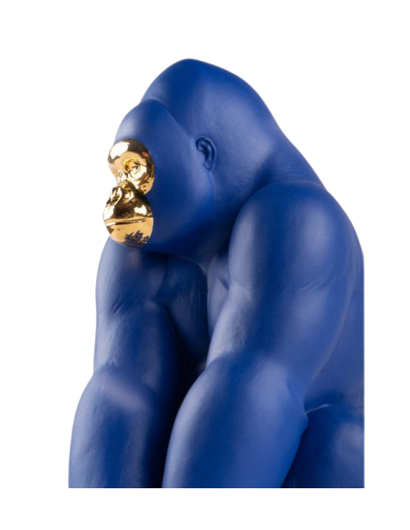 Lladró Statua Gorilla. Azzurro e oro. Serie Limitata
