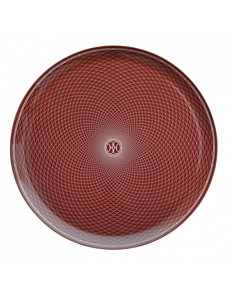 Hermès H Deco round platter. Large model Rouge