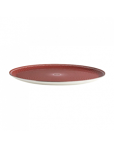 Hermès H Deco round platter. Large model Rouge