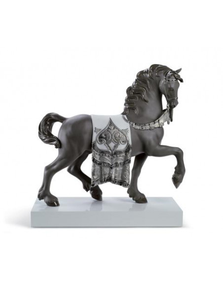 Lladró A Regal Steed Horse Sculpture. Silver Lustre