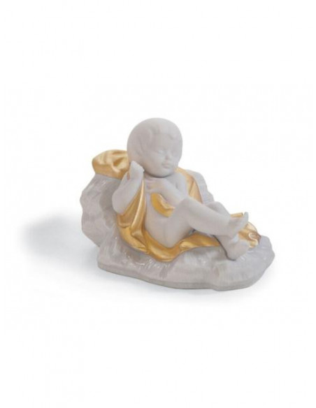 Lladró Statua Natività Bianco Natale lustro oro