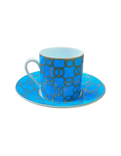 Hermès Tazza caffè Fil d'argent blue 2