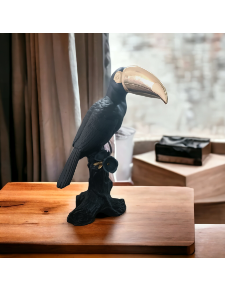 Lladró Toucan Sculpture. Black-gold. Limited Edition