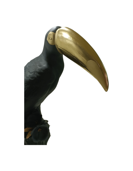 Lladró Toucan Sculpture. Black-gold. Limited Edition
