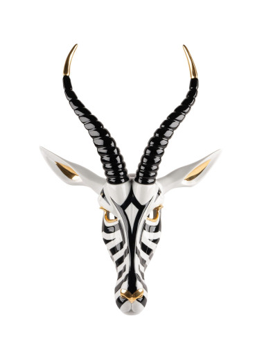 Lladró Scultura Maschera Antilope Nero-Oro