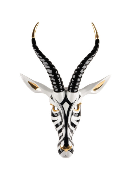 Lladró Antelope mask. Black and gold