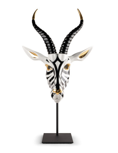 Lladró Scultura Maschera Antilope Nero-Oro