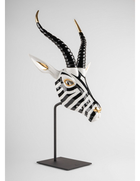 Lladró Antelope mask. Black and gold