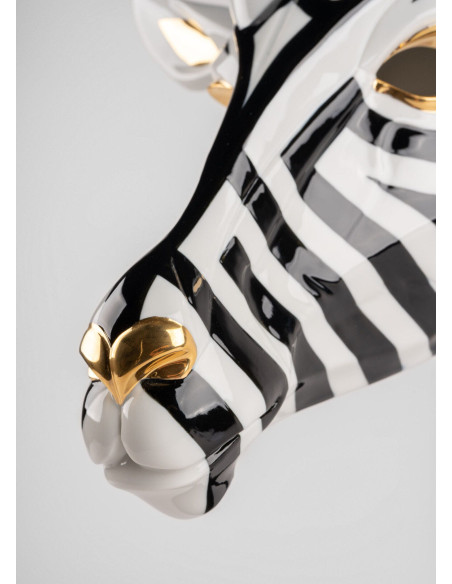 Lladró Antelope mask. Black and gold