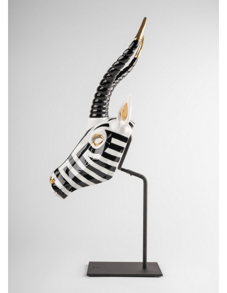 Lladró Scultura Maschera Antilope Nero-Oro