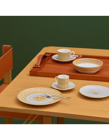 Hermès Set tazzine caffè con piattino Mosaïque Oro (x2)