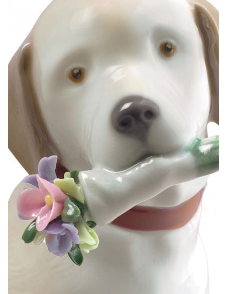 Lladró Statua Cane Questi fiori sono per te