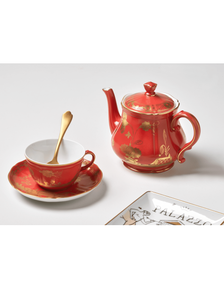 Ginori 1735 Oriente Italiano Rubrum tra cups and saucers set of 6