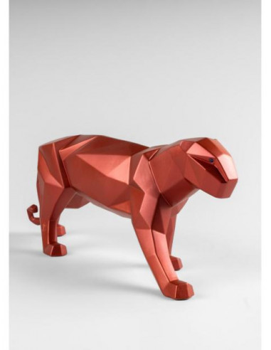 Statua Lladró Pantera. Rosso metallizzato