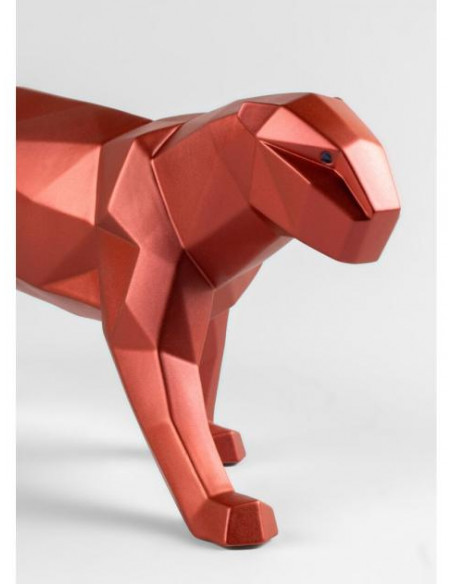 Statua Lladró Pantera. Rosso metallizzato