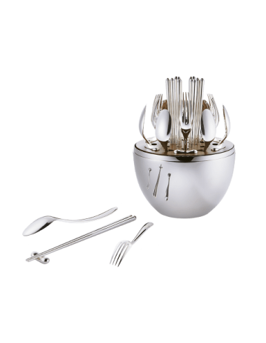 Christofle Uovo Set 24 pezzi Mood Asia argentato