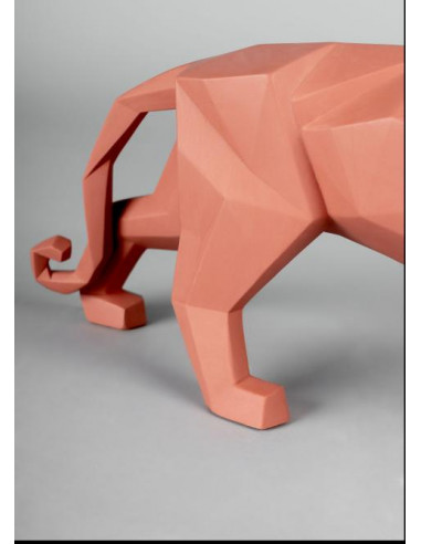 Lladró Panther Figurine. Coral matte