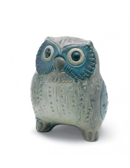 Lladró Owl Statue. Grey