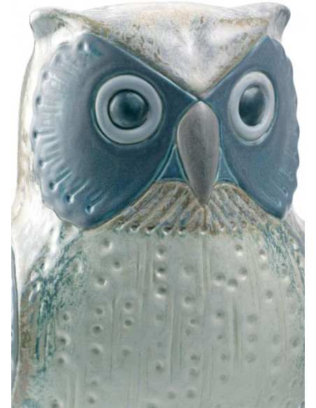 Lladró Large Owl Statue. Grey