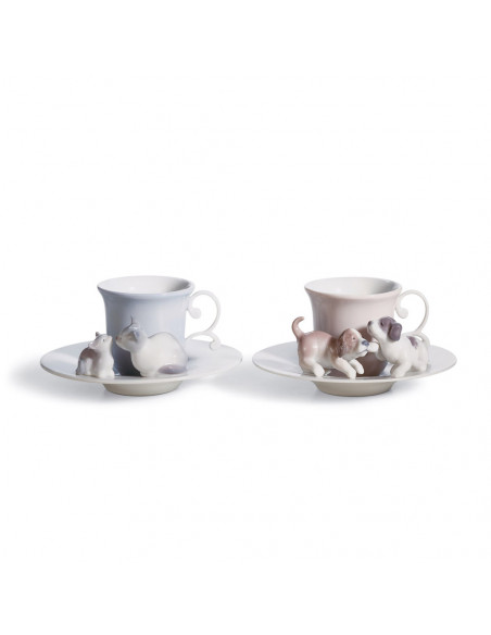 Lladró 2 tea cups Happy tea time set