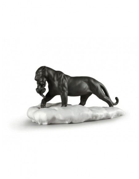 Lladró Black Panther with Cub Figurine