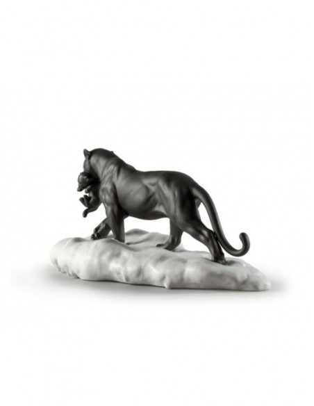 Lladró Black Panther with Cub Figurine