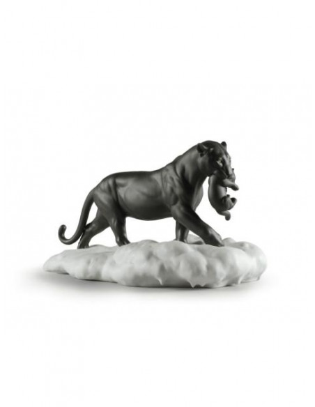 Lladró Black Panther with Cub Figurine
