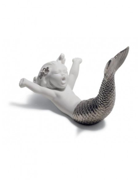 Lladró Statua Sirena Risveglio nel mare. Lustro argento