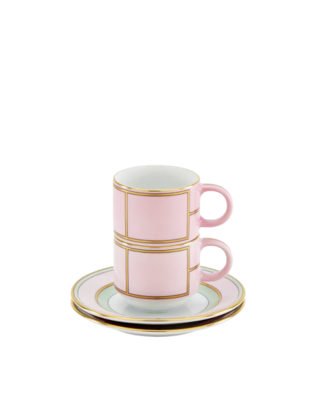 Ginori 1735 Diva pink coffee set for 6