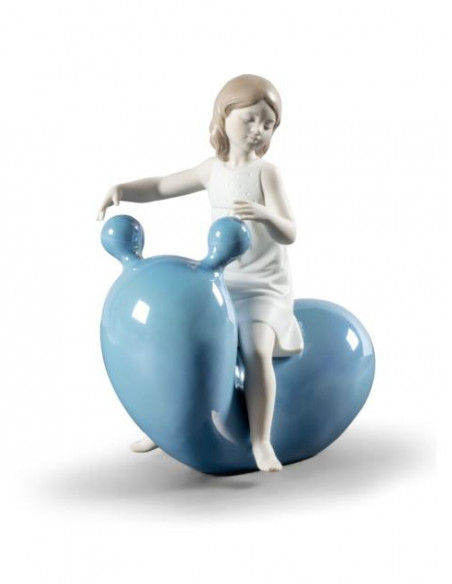 Lladró Statua La mia altalena palloncino. Blu