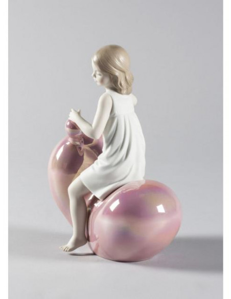 Lladró Statua La mia altalena palloncino. Rosa