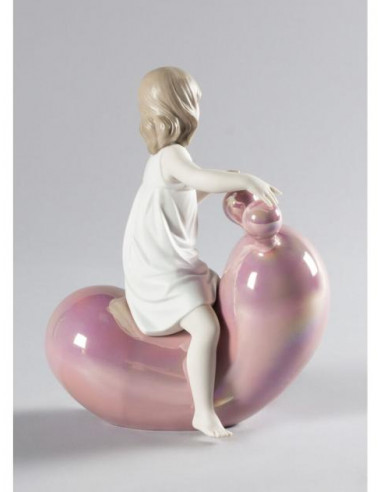 Lladró Statua La mia altalena palloncino. Rosa